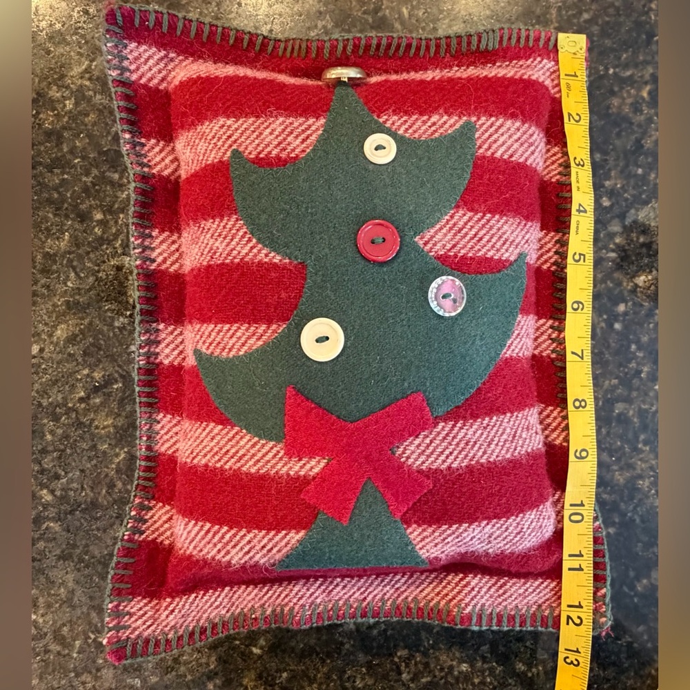 Vintage Woof & Poof Wool Christmas Tree Accent Pillow